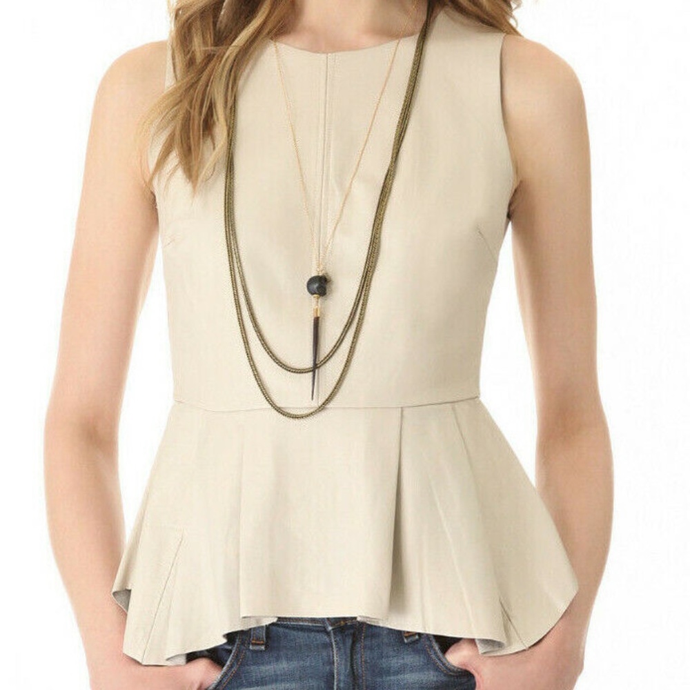 PJK Patterson J. Kincaid Women's Erin Pleated Leather Top Coral Size S NWT
